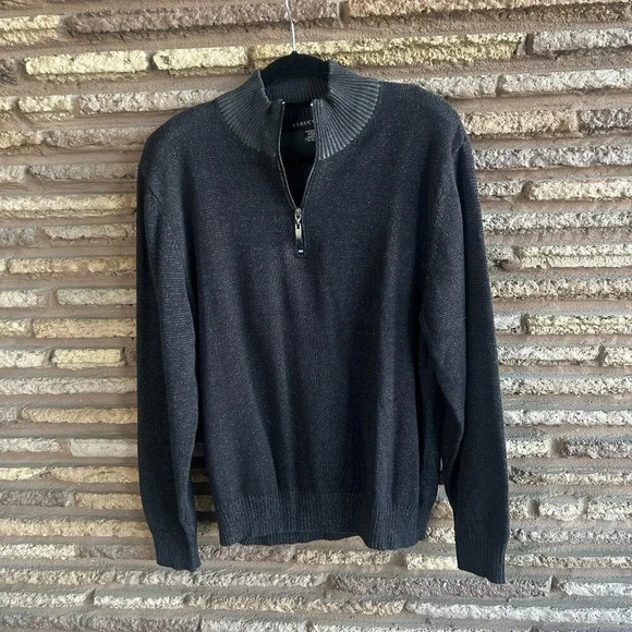 Structure Men's Charcoal Gray 1/4 Zip 100% Cotton Henley Sweater Size XL NWOT - Picture 1 of 6